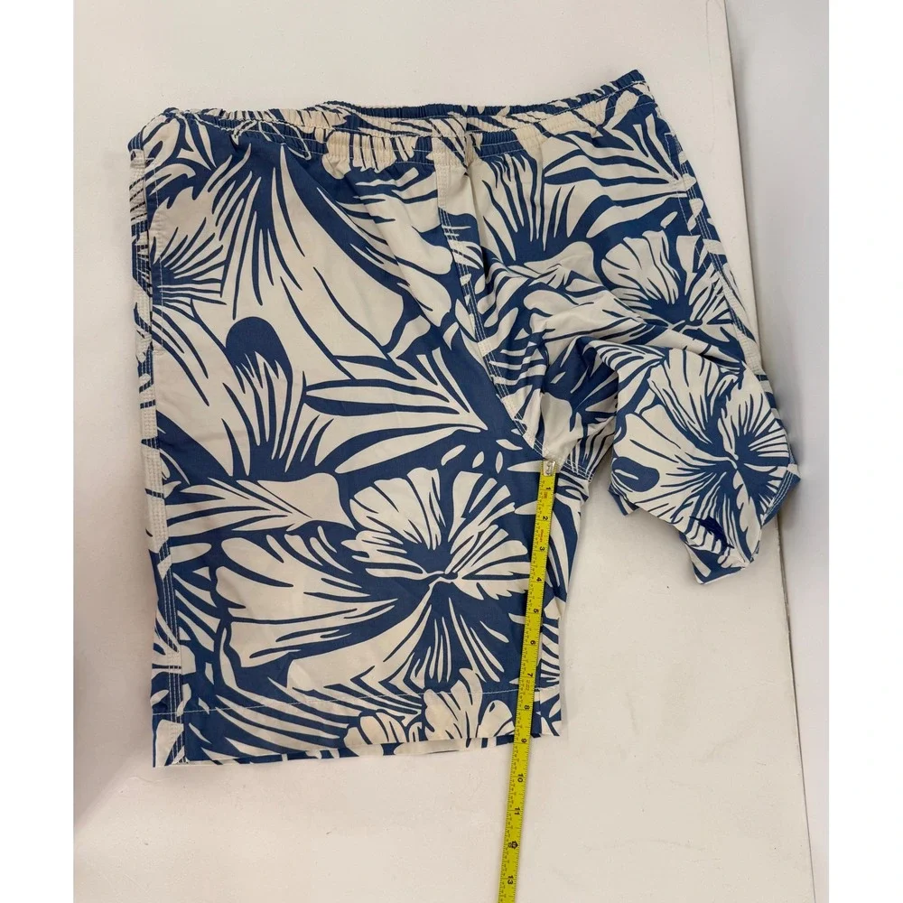 Tommy‎ Bahama Relax Mens Blue Cream Tropical Floral Swim Trunks Sz M